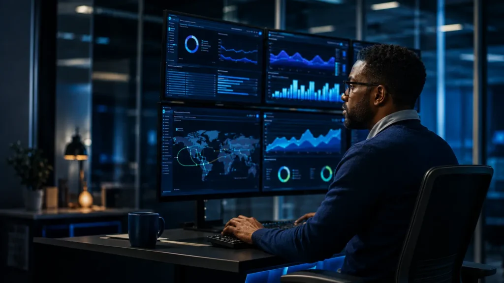 IT specialist monitoring business systems through proactive IT Performance Management